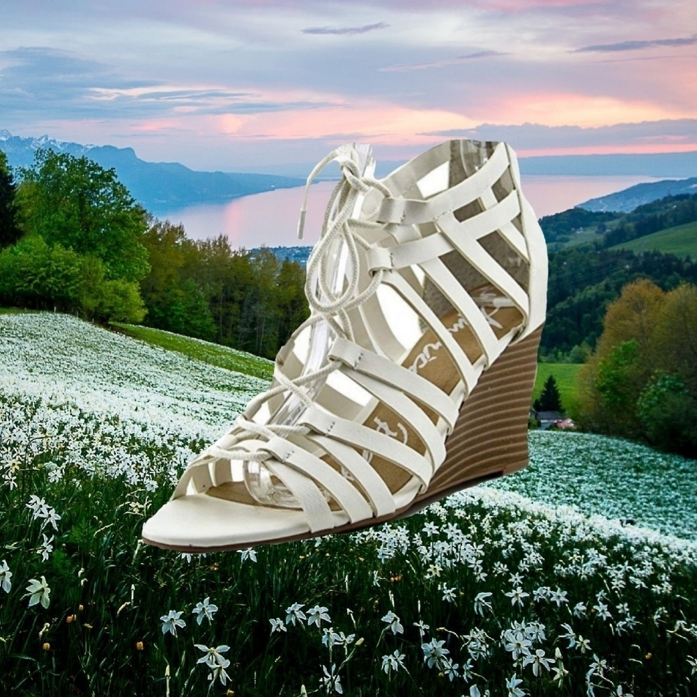 High Heel Wedge Shoes White, New NWT NWB